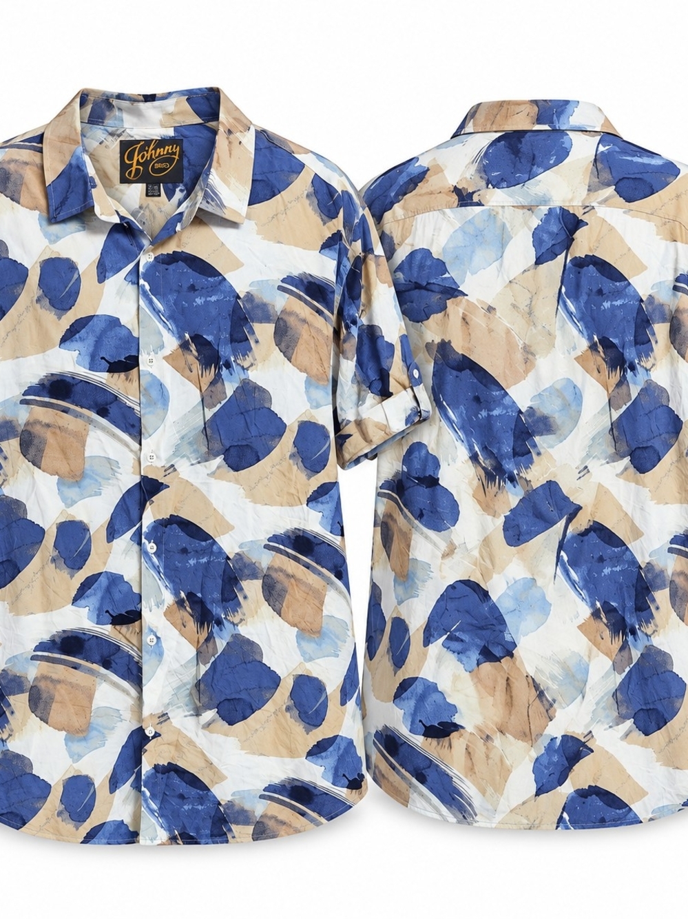 NEW Johnny Bigg 4XL Brushstroke Print Shirt Coastal Casual Resortcore Abstract